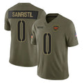 Ndoa W.Commanders #0 Mike Sainristil Player Olive Salute To Service Limited Stitched Jerseys