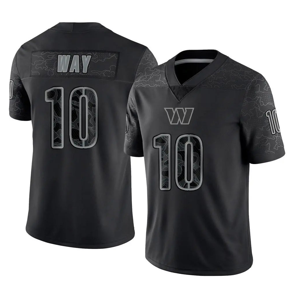 Ndoa W.Commanders #10 Tress Way Player Black Limited Reflective Home Game Stitched Jerseys