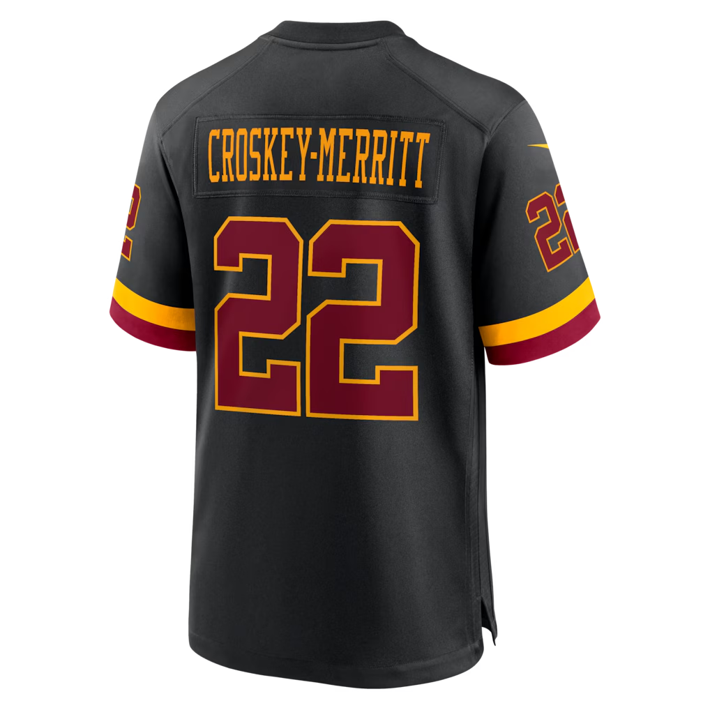 Ndoa W.Commanders #22 Jacory Croskey-Merritt Black Hail Raiser Alternate Game Stitched Jerseys