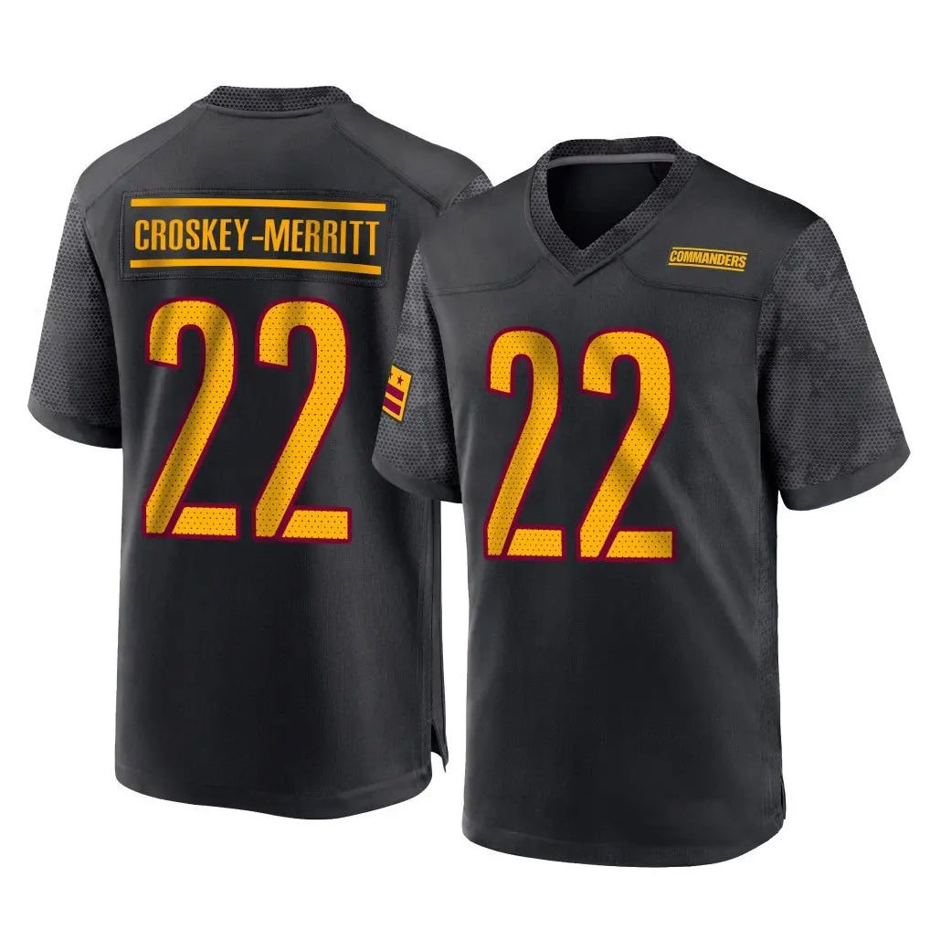 Ndoa W.Commanders #22 Jacory Croskey-Merritt Player Black Home Game Stitched Jerseys