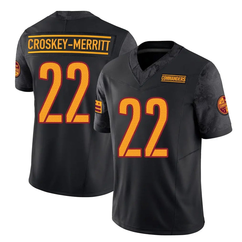 Ndoa W.Commanders #22 Jacory Croskey-Merritt Player Black Vapor F.U.S.E. Limited Stitched Jerseys