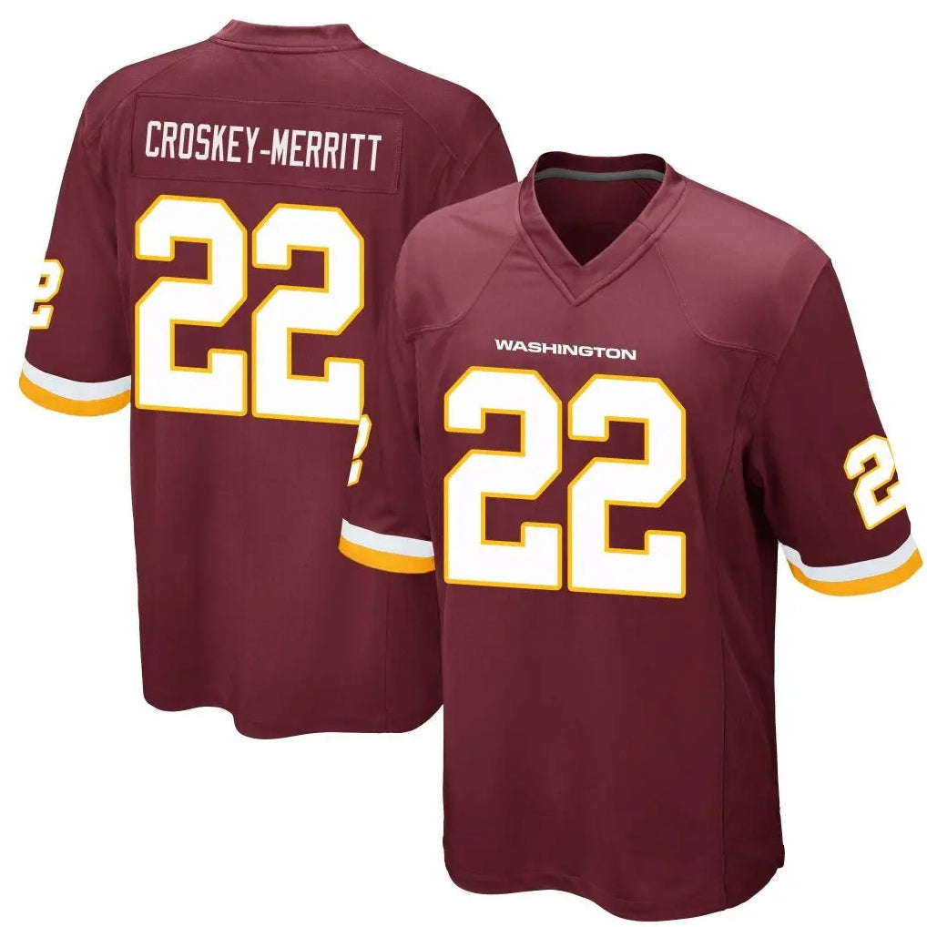 Ndoa W.Commanders #22 Jacory Croskey-Merritt Player Burgundy Game Stitched Jerseys