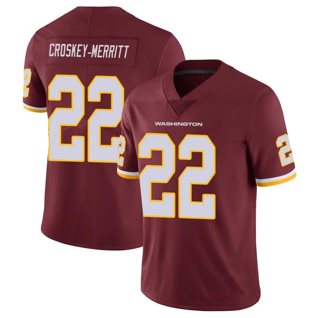 Ndoa W.Commanders #22 Jacory Croskey-Merritt Player Burgundy Vapor Limited Stitched Jerseys