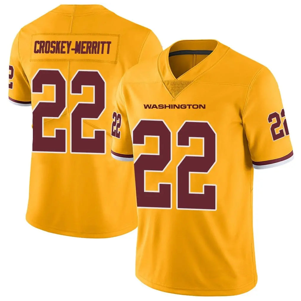 Ndoa W.Commanders #22 Jacory Croskey-Merritt Player Gold Vapor Limited Stitched Jerseys