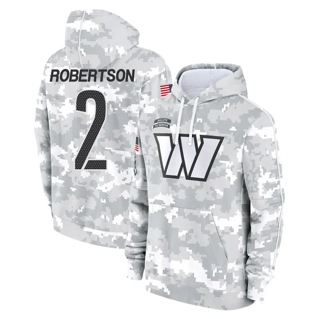 Ndoa W.Commanders #2 Amik Robertson Player Arctic Camo Limited Salute to Service Pullover Hoodies Game Stitched Jerseys