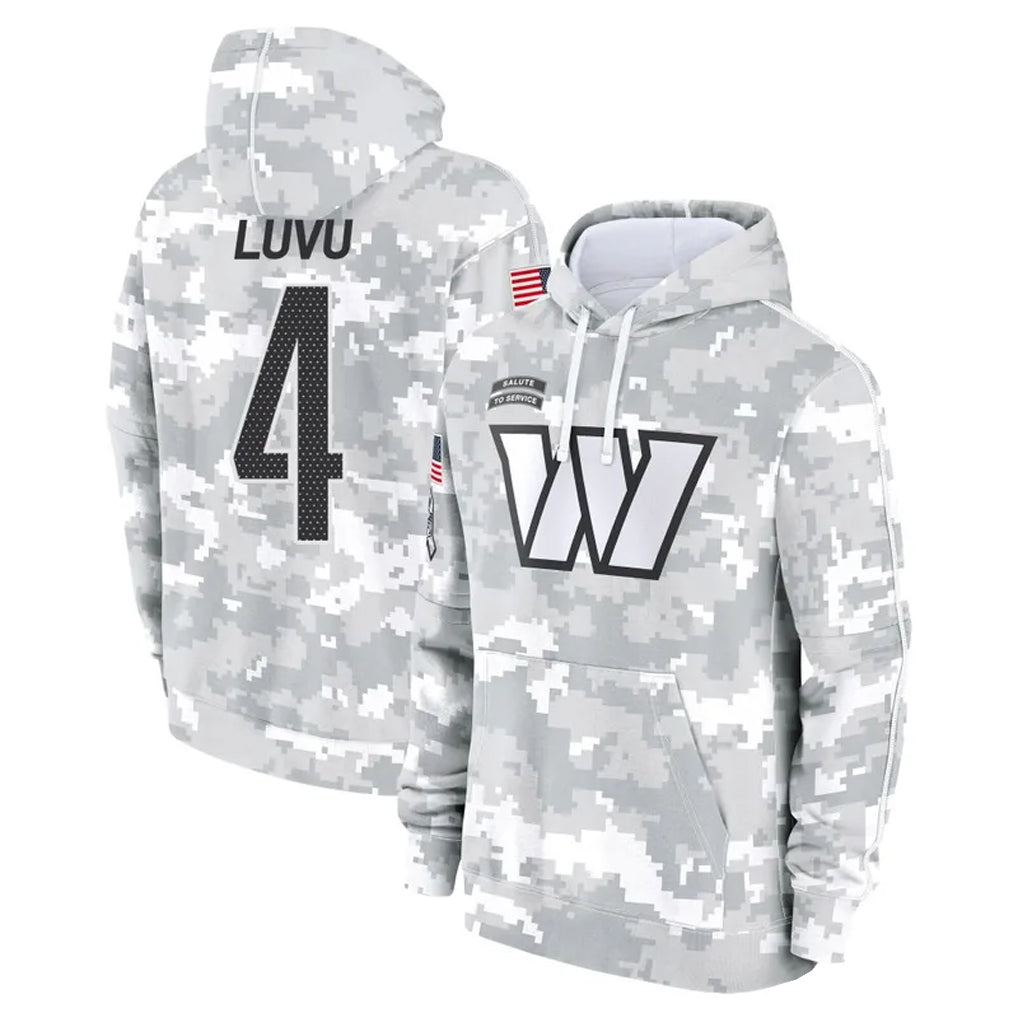 Ndoa W.Commanders #4 Frankie Luvu Player Arctic Camo Salute to Service Hoodies Stitched Jerseys