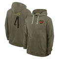Ndoa W.Commanders #4 Frankie Luvu Player Olive Salute to Service Pullover Hoodies Limited Home Stitched Jerseys