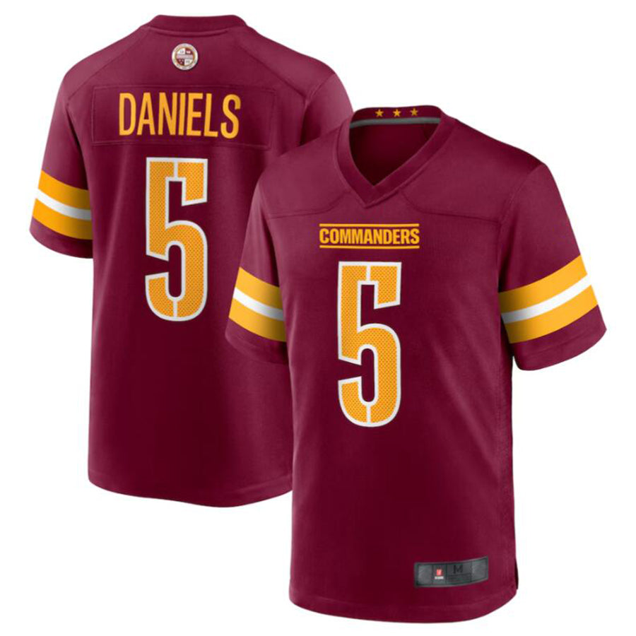 Ndoa W.Commanders #5 Jayden Daniels Burgundy 2024 Draft First Round Pick Player Game Stitched Jerseys