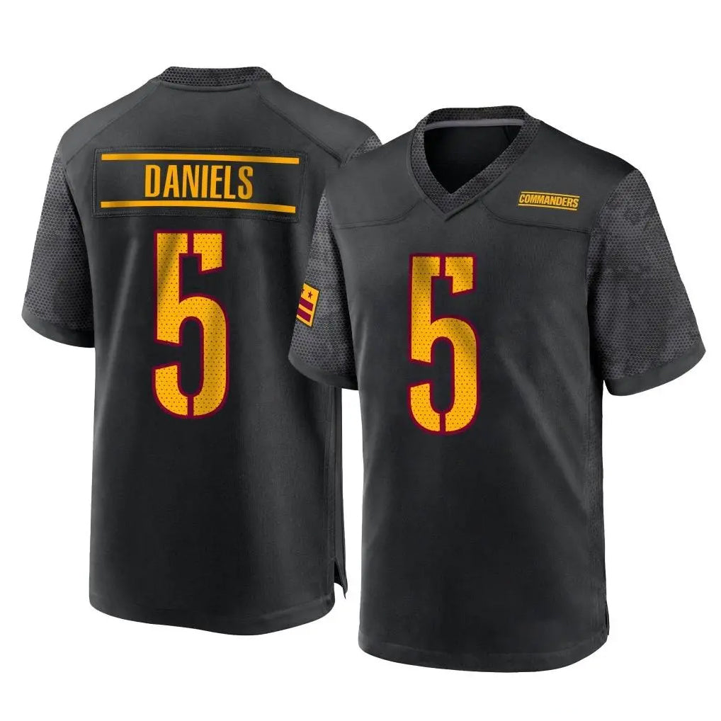 Ndoa W.Commanders #5 Jayden Daniels Player Black Home Game Stitched Jerseys