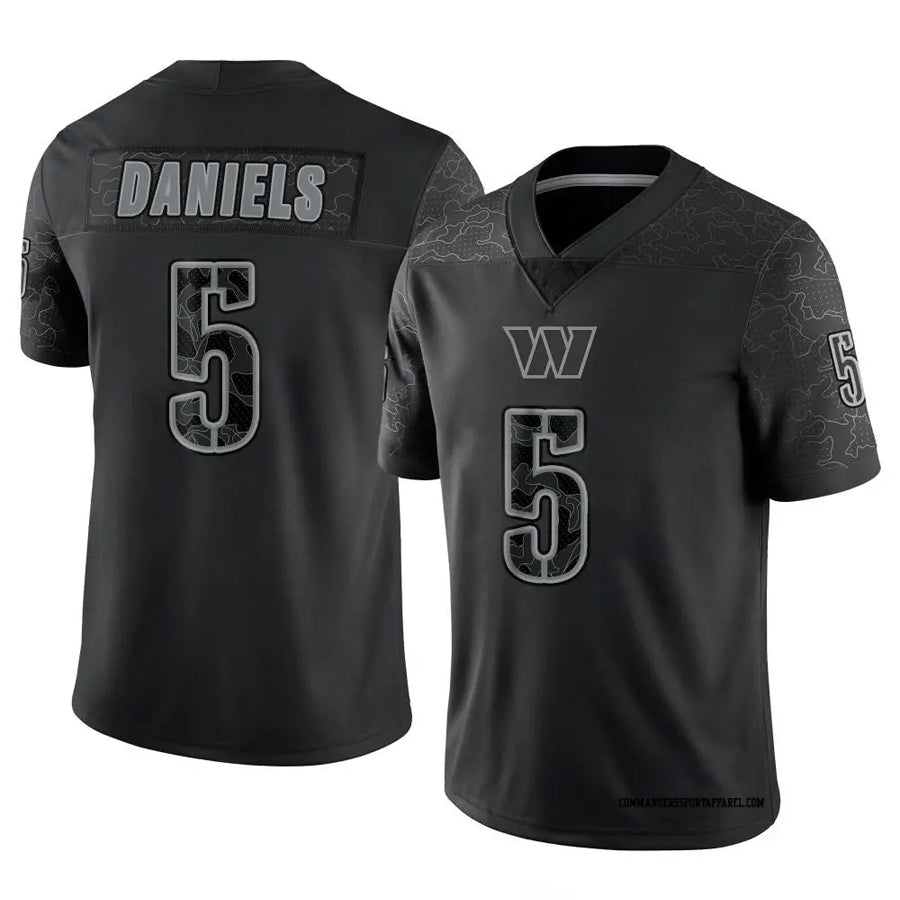 Ndoa W.Commanders #5 Jayden Daniels Player Black RFLCTV Limited Stitched Jerseys