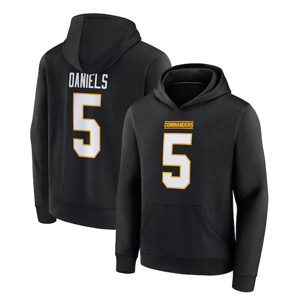 Ndoa W.Commanders #5 Jayden Daniels Player Black Salute to Service Hoodies Stitched Jerseys