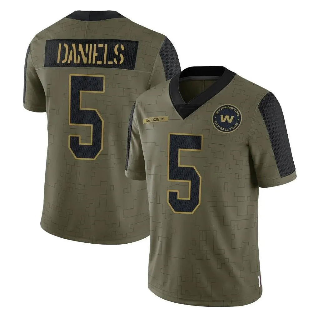 Ndoa W.Commanders #5 Jayden Daniels Player Olive Salute To Service Limited Game Stitched Jerseys
