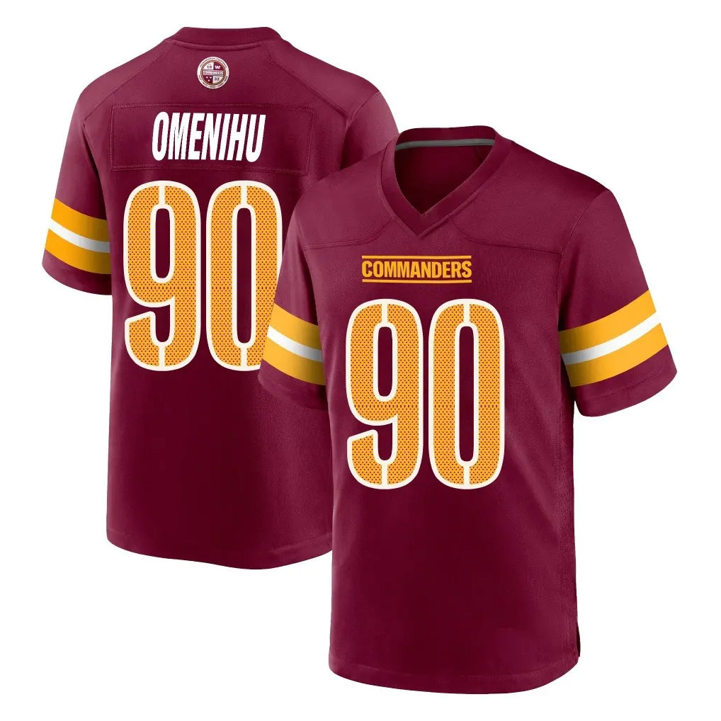 Ndoa W.Commanders #90 Charles Omenihu Player Burgundy Home Game Stitched Jerseys