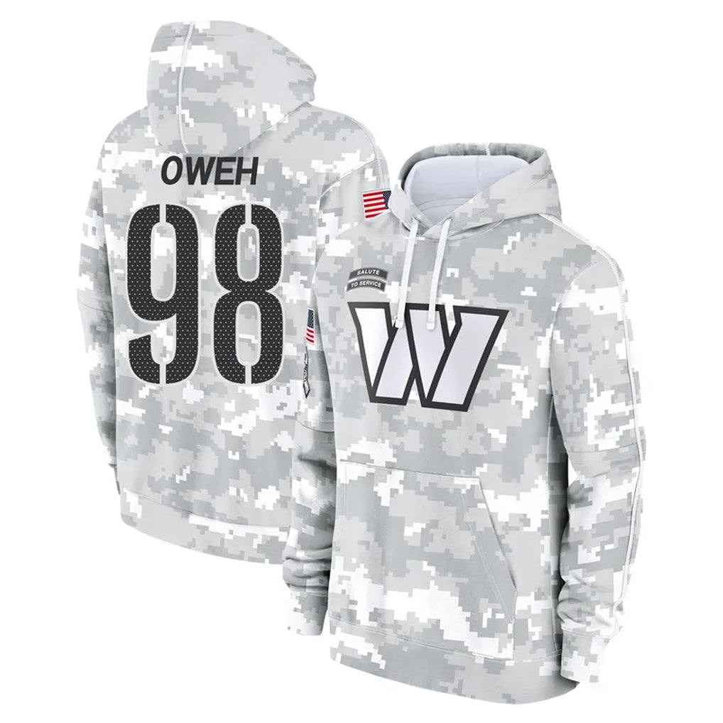 Ndoa W.Commanders #98 Odafe Oweh Player Arctic Camo Limited Salute to Service Pullover Hoodies Game Stitched Jerseys