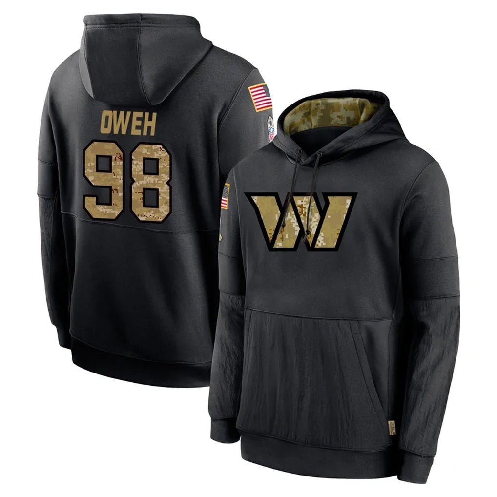 Ndoa W.Commanders #98 Odafe Oweh Player Black Salute to Service Performance Pullover Hoodies Home Game Stitched Jerseys