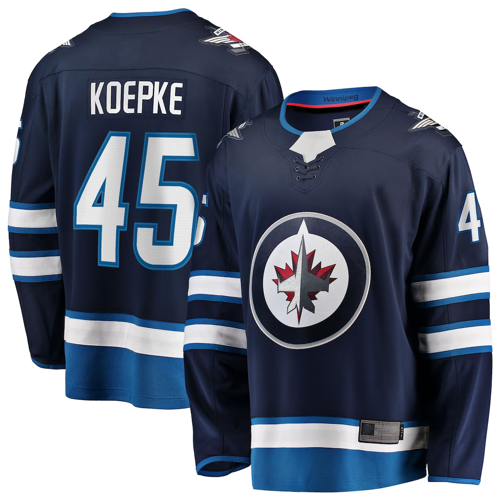 Ndoa W.Jets #45 Cole Koepke Navy Home Breakaway Jerseys