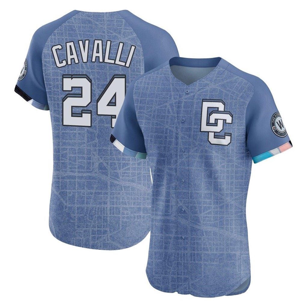 Ndoa W.Nationals #24 Cade Cavalli Player Blue City Connect Elite Limited Stitched Jerseys