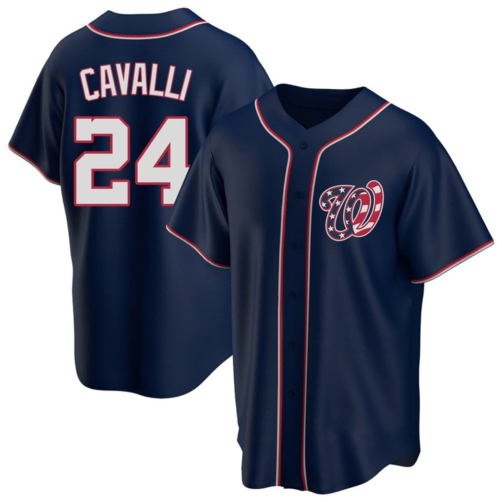 Ndoa W.Nationals #24 Cade Cavalli Player Navy Blue Replica Game Stitched Jerseys