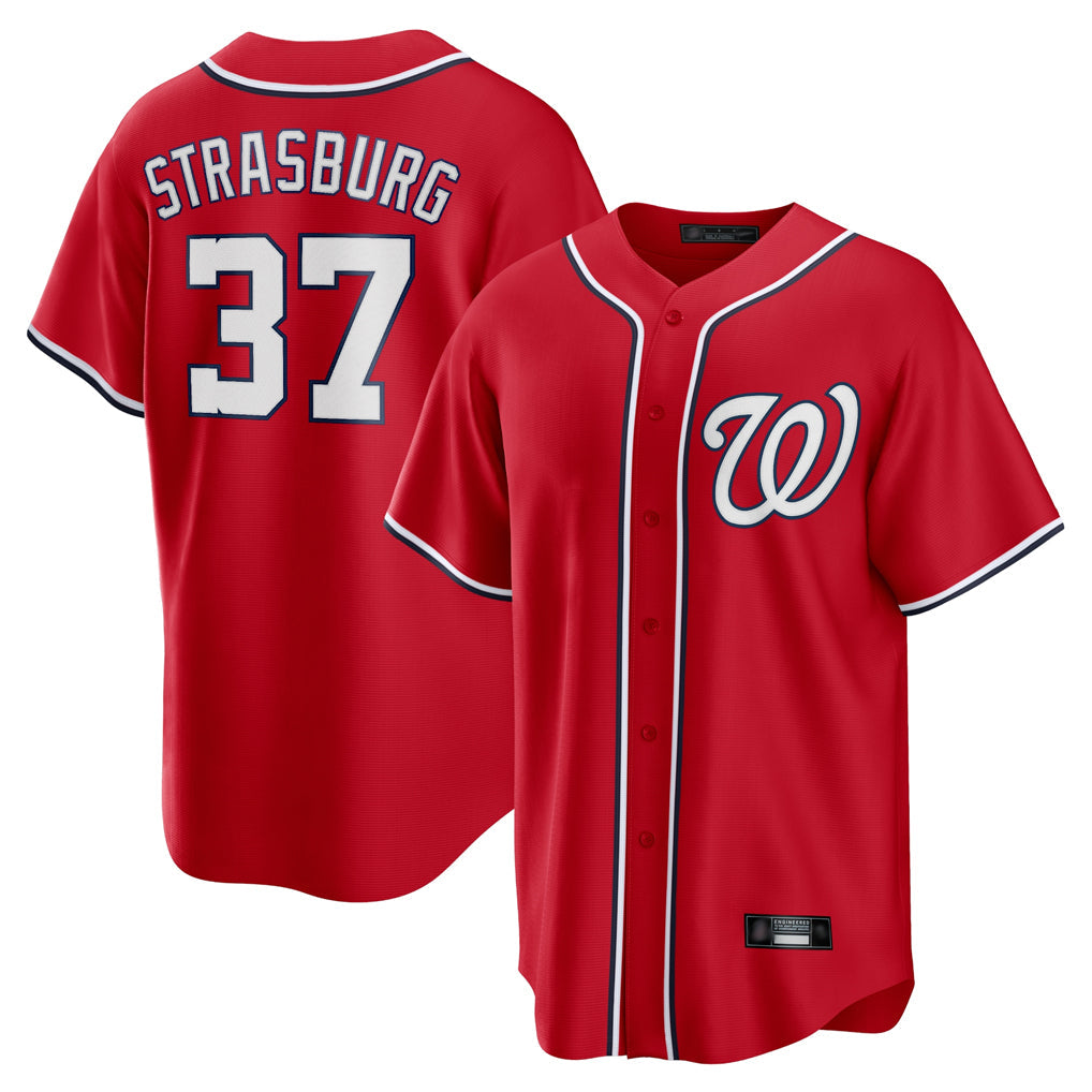Ndoa W.Nationals #37 Stephen Strasburg Player Red Alternate Replica Player Game Stitched Jerseys