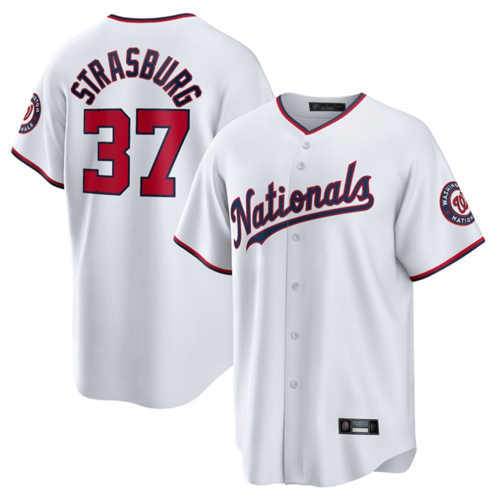 Ndoa W.Nationals #37 Stephen Strasburg Player White Home Game Stitched Jerseys
