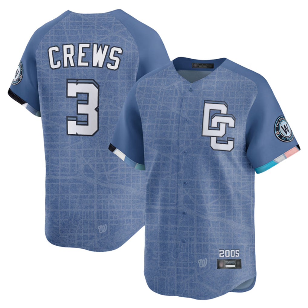 Ndoa W.Nationals #3 Dylan Crews Player Blue Limited City Connect Stitched Jerseys