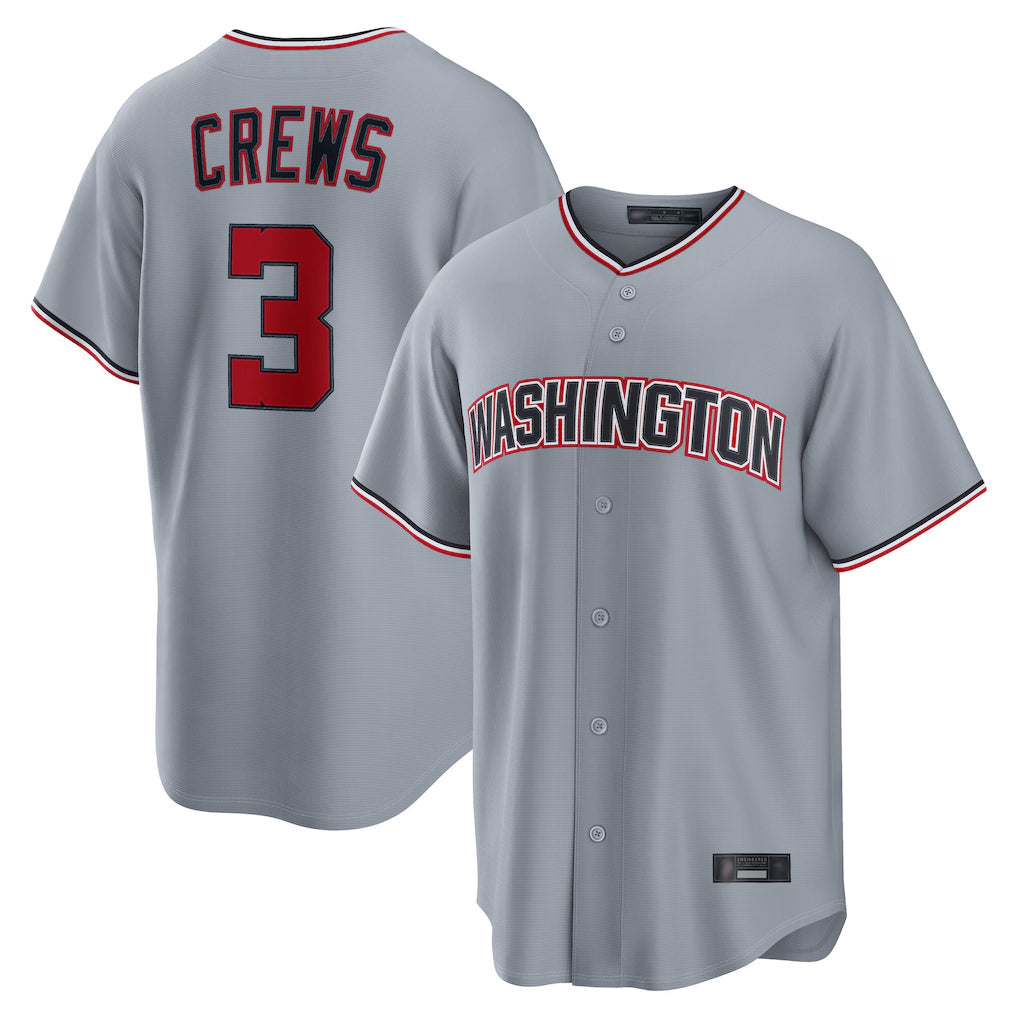 Ndoa W.Nationals #3 Dylan Crews Player Gray Alternate Game Stitched Jerseys