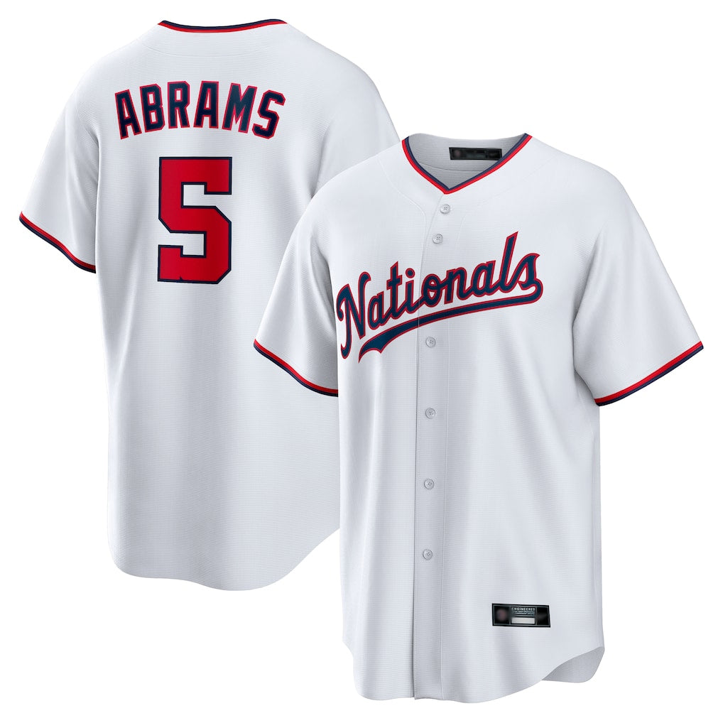 Ndoa W.Nationals #5 CJ Abrams Player White Home Replica Stitched Jerseys