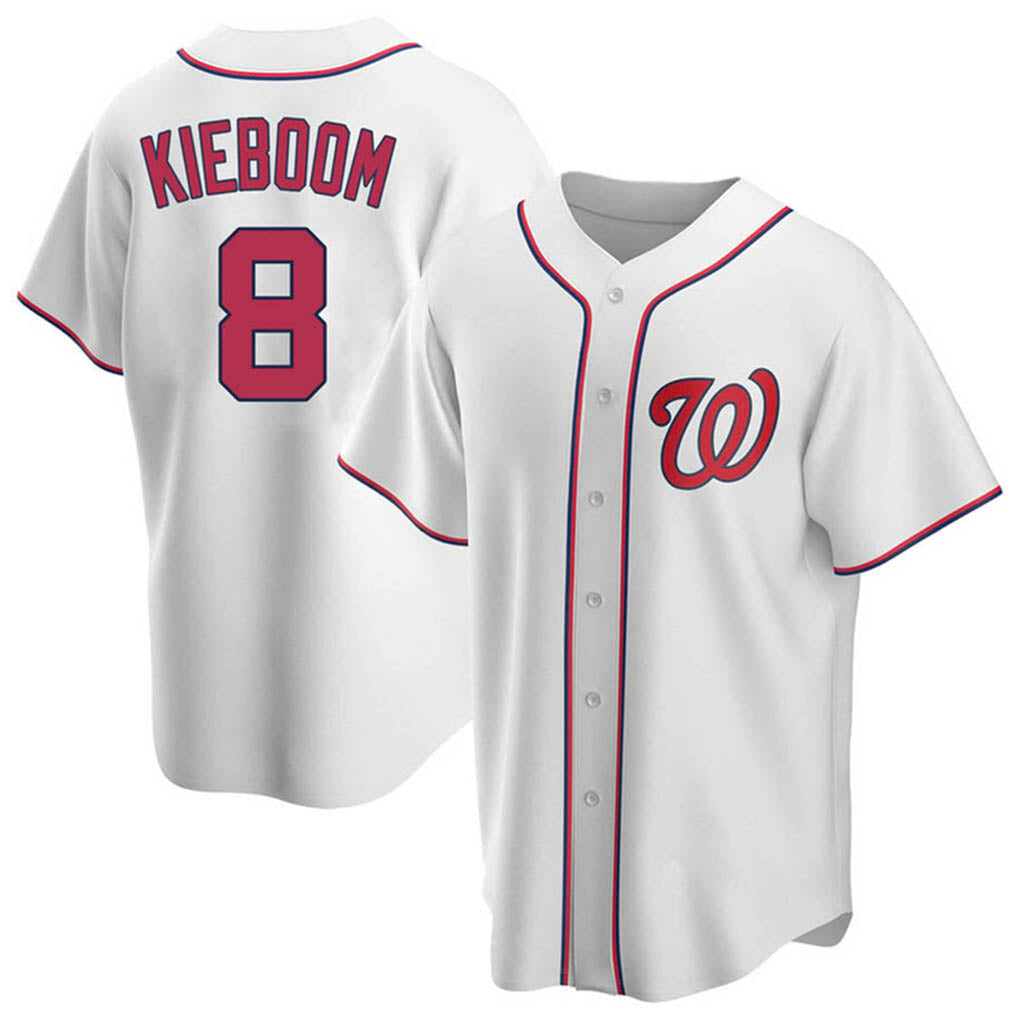 Ndoa W.Nationals #8 Carter Kieboom Player White Home Replica Game Stitched Jerseys