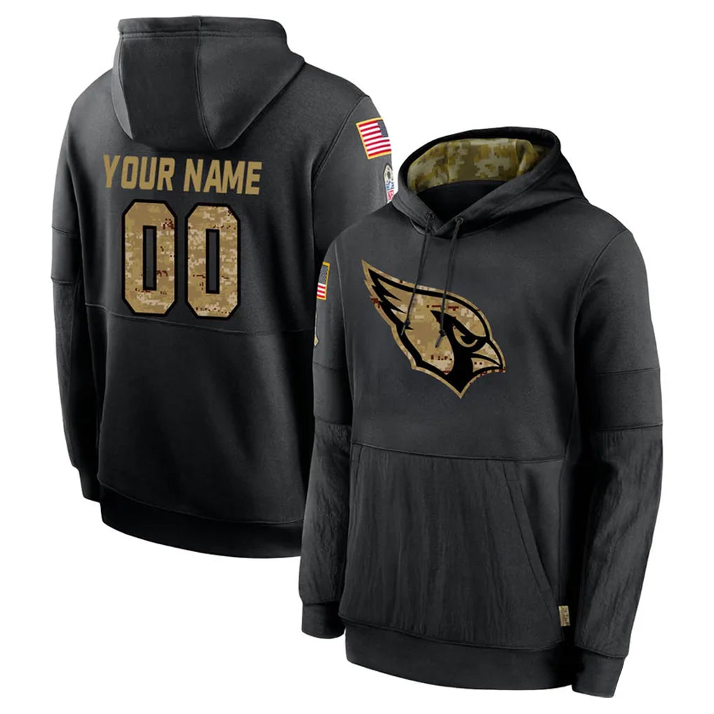 Custom A.Cardinals Black Salute to Service Hoodies Any Name & Numbers Ndoa Stitched Jerseys