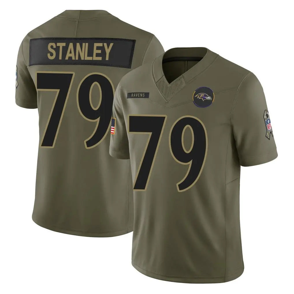 B.Ravens #79 Ronnie Stanley Player Olive Salute To Service Limited Home Game Ndoa Stitched Jerseys