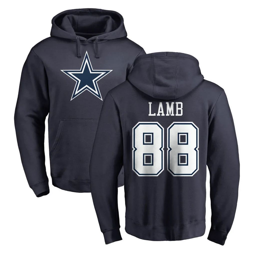 D.Cowboys #88 CeeDee Lamb Player Navy Pullover Hoodies Limited Ndoa Stitched Jerseys