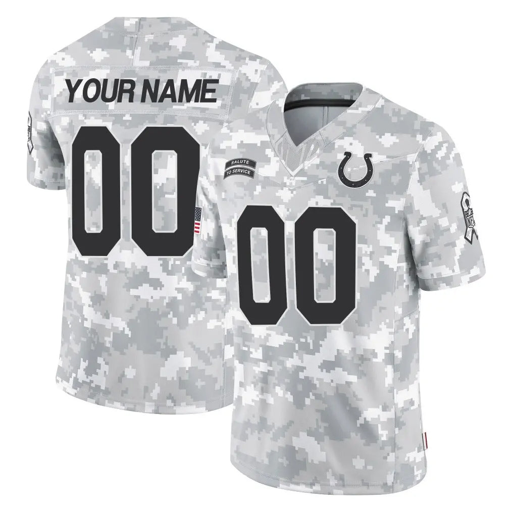 Custom IN.Colts Arctic Camo Salute To Service Limited Game Any Name & Numbers Ndoa Stitched Jerseys