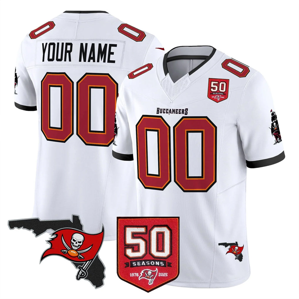 Custom TB.Buccaneers White Limited 2026 Season Vapor F.U.S.E. Home Game Any Name & Numbers Ndoa Stitched Jerseys