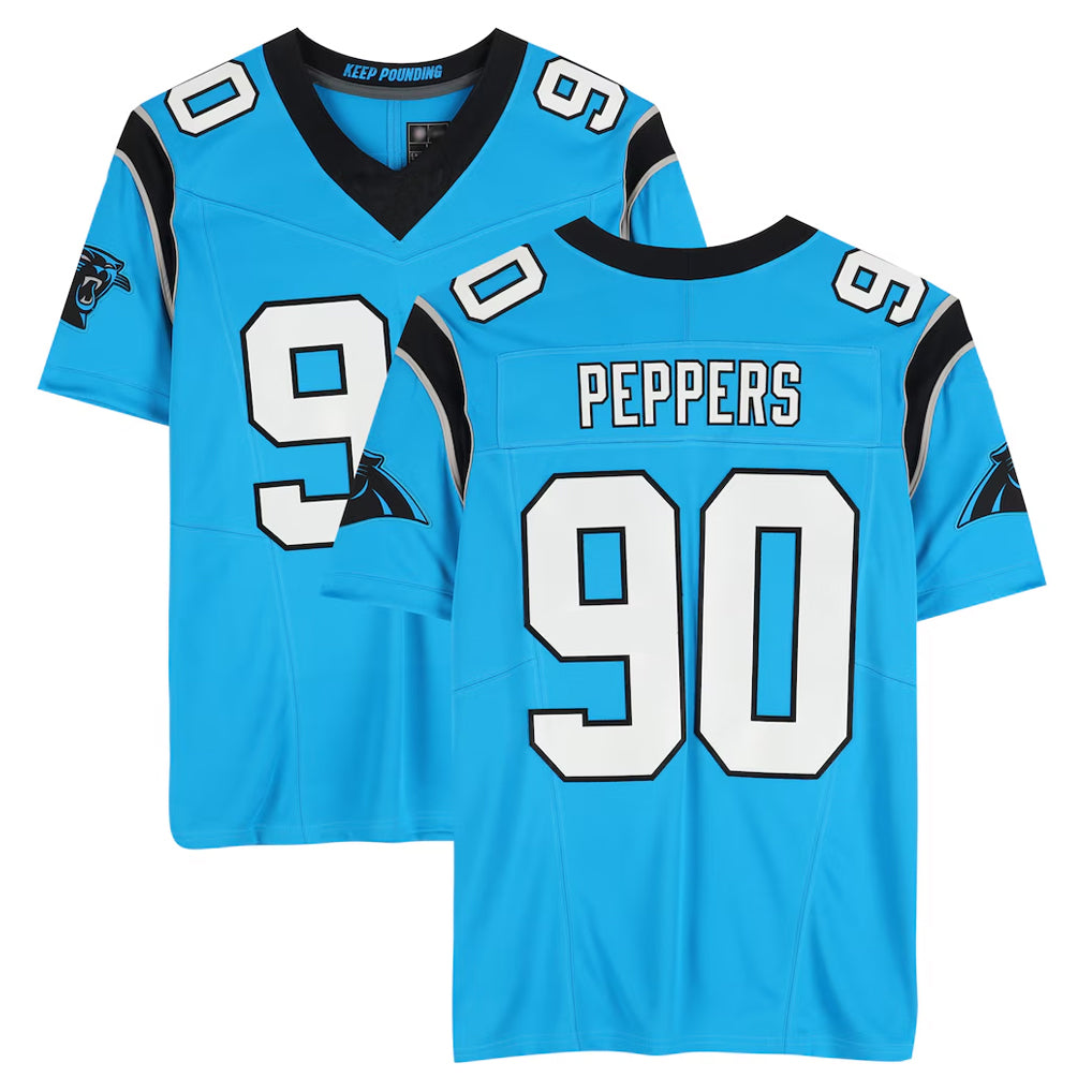 C.Panthers #90 Julius Peppers Player Blue Mitchell & Ness Legacy Replica Ndoa Stitched Jerseys