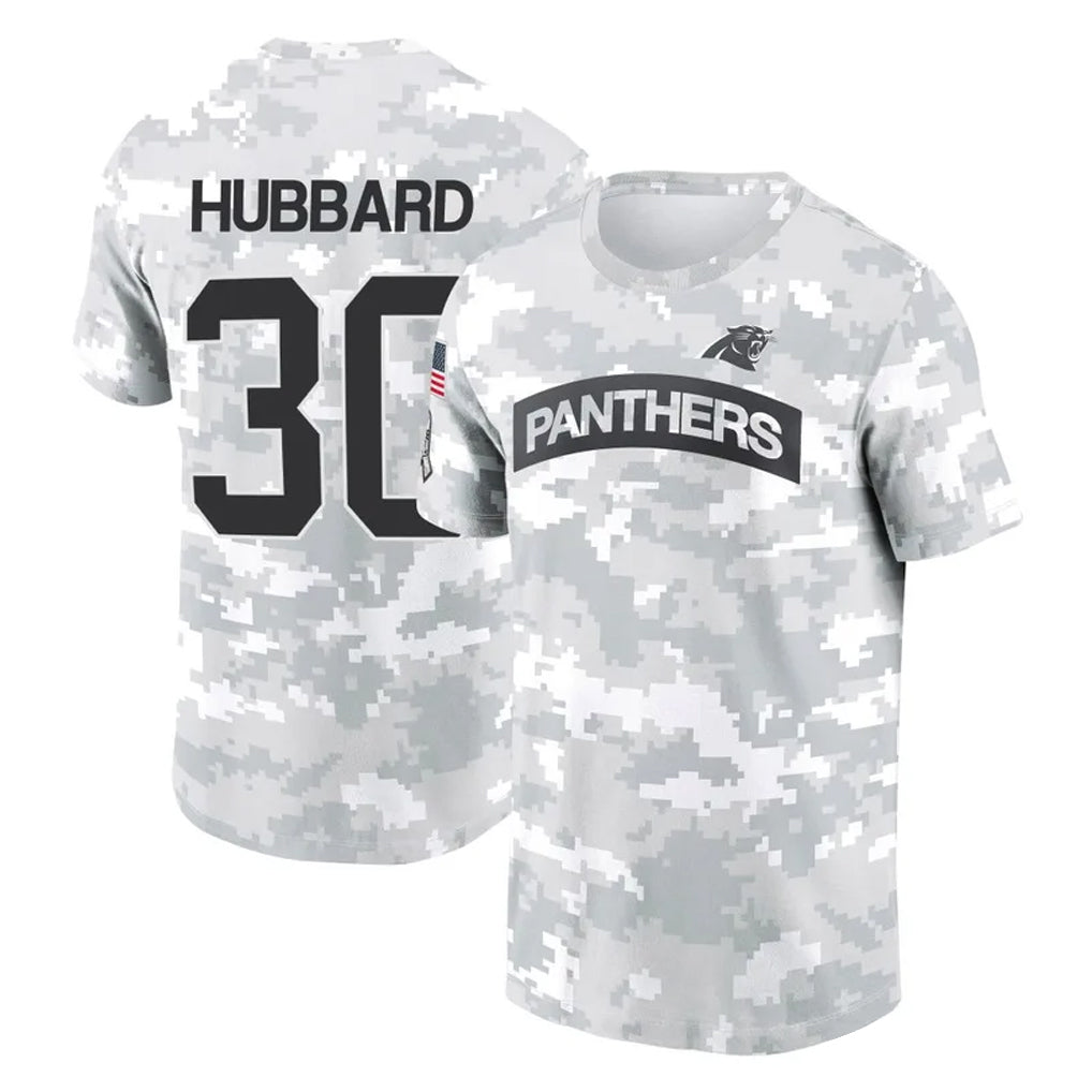C.Panthers #30 Chuba Hubbard Player Arctic Camo Salute to Service T-Shirt Hoodies Ndoa Stitched Jerseys