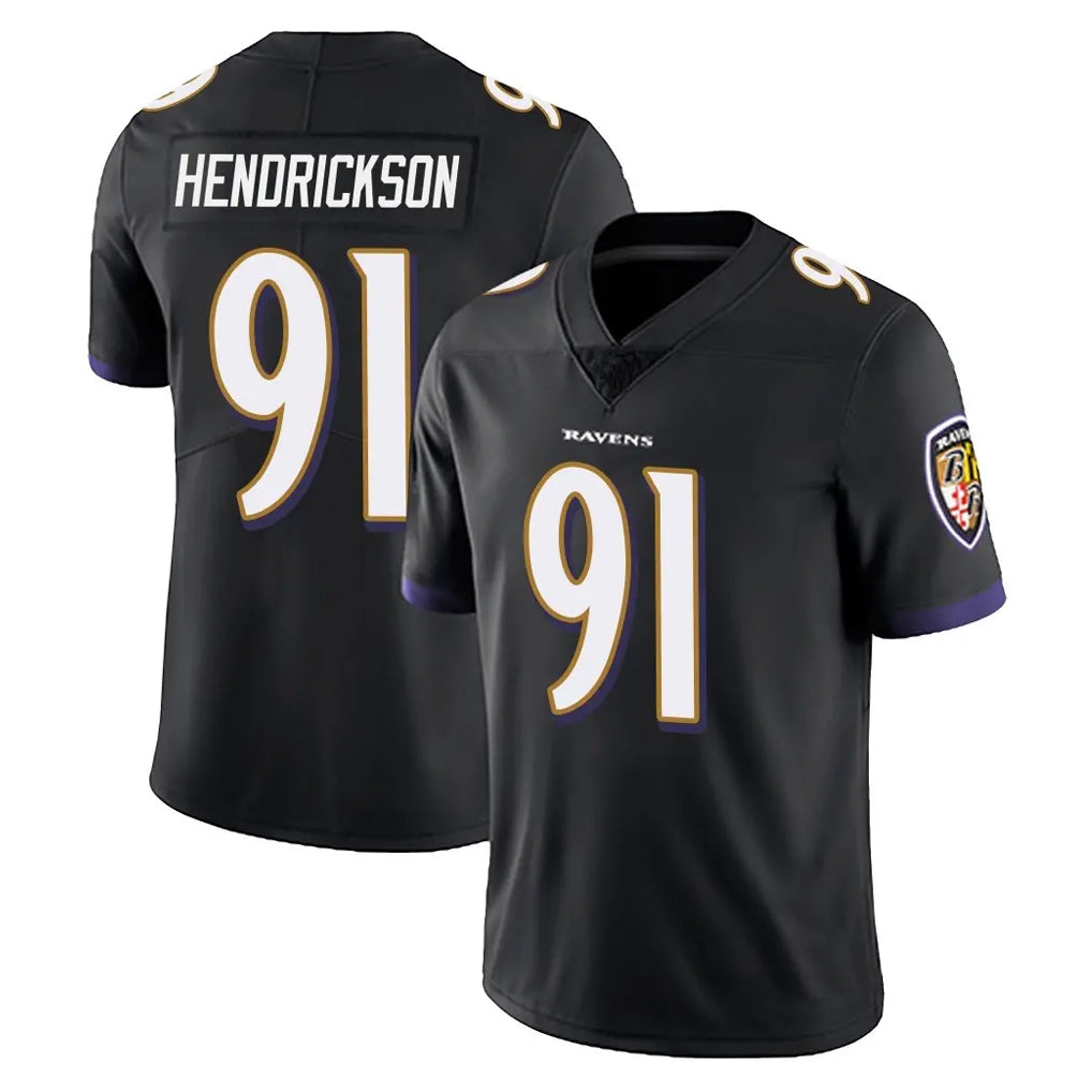 B.Ravens #91 Trey Hendrickson Player Black Vapor Untouchable Limited Home Ndoa Stitched Jerseys