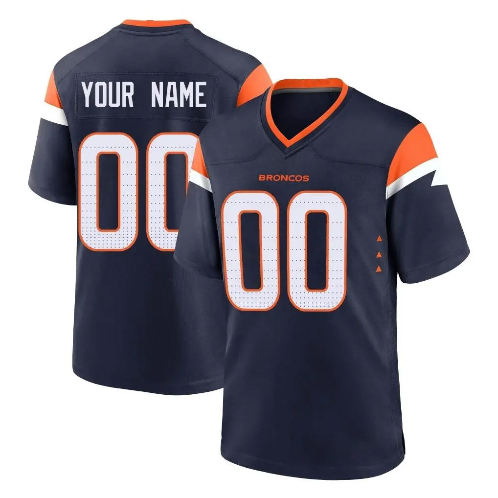 Custom D.Broncos Navy Home Game Any Name & Numbers Ndoa Stitched Jerseys