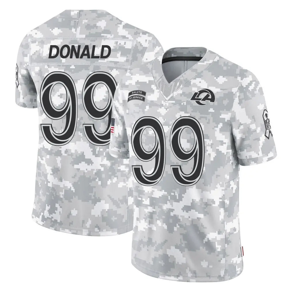LA.Rams #99 Aaron Donald Player Arctic Camo Salute To Service Limited Game Ndoa Stitched Jerseys