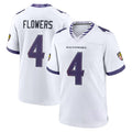 B.Ravens #4 Zay Flowers Player White Home Game Ndoa Stitched Jerseys