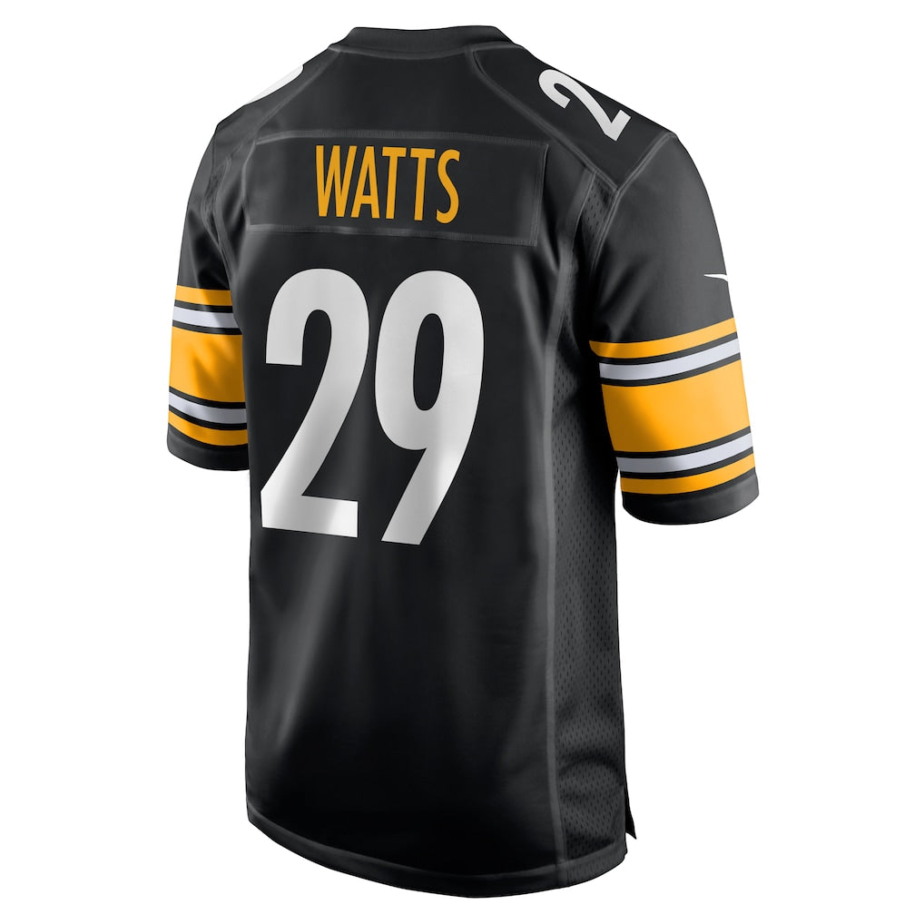 Ndoa P.Steelers #29 Ryan Watts Black Game Jersey