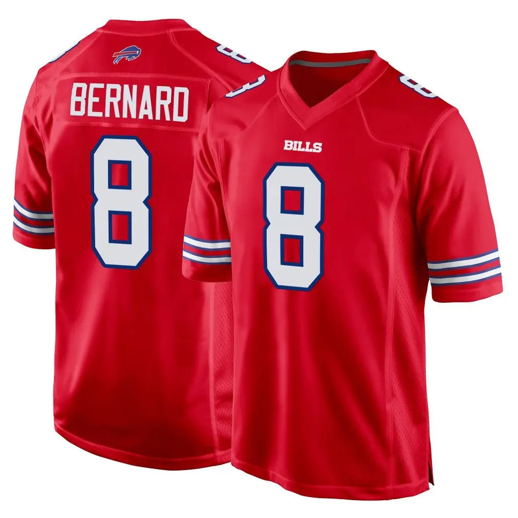 B.Bills #8 Terrel Bernard Player Red Home Game Ndoa Stitched Jerseys