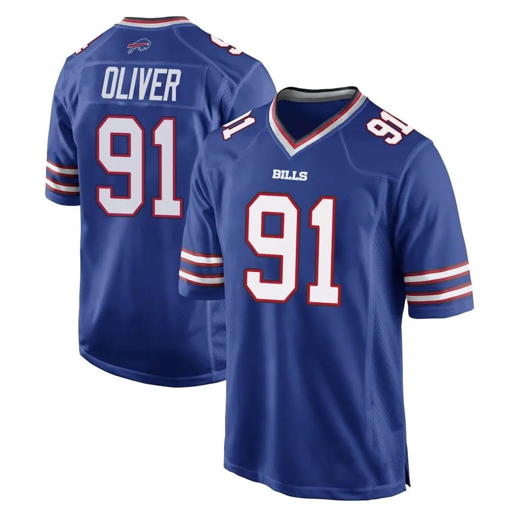 B.Bills #91 Ed Oliver Player Royal Home Game Ndoa Stitched Jerseys