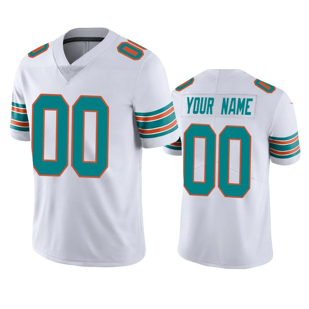 Custom M.Dolphins White Limited Vapor Untouchable Home Game Any Name & Numbers Ndoa Stitched Jerseys
