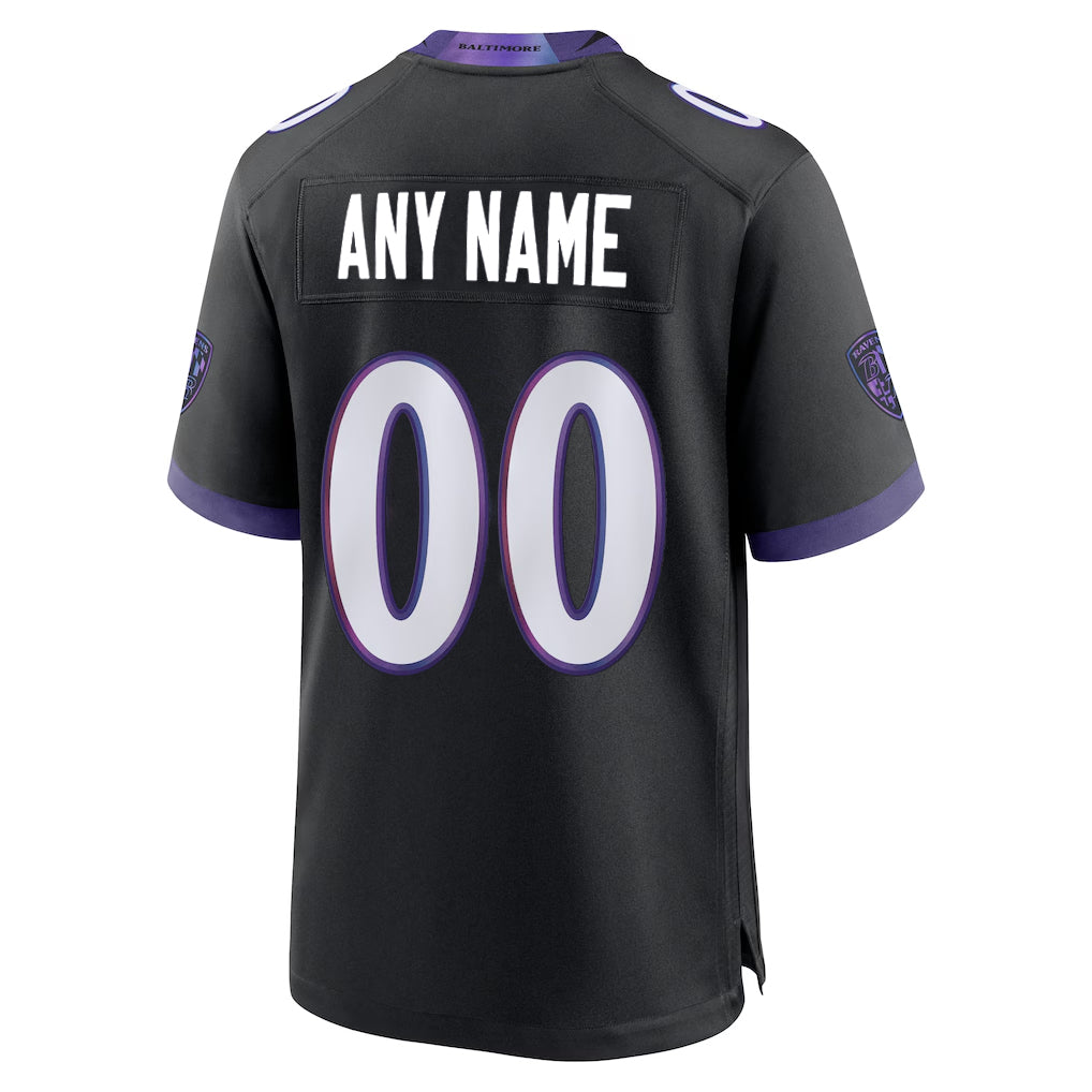 Custom B.Ravens Black Home Game Any Name & Numbers Ndoa Stitched Jerseys