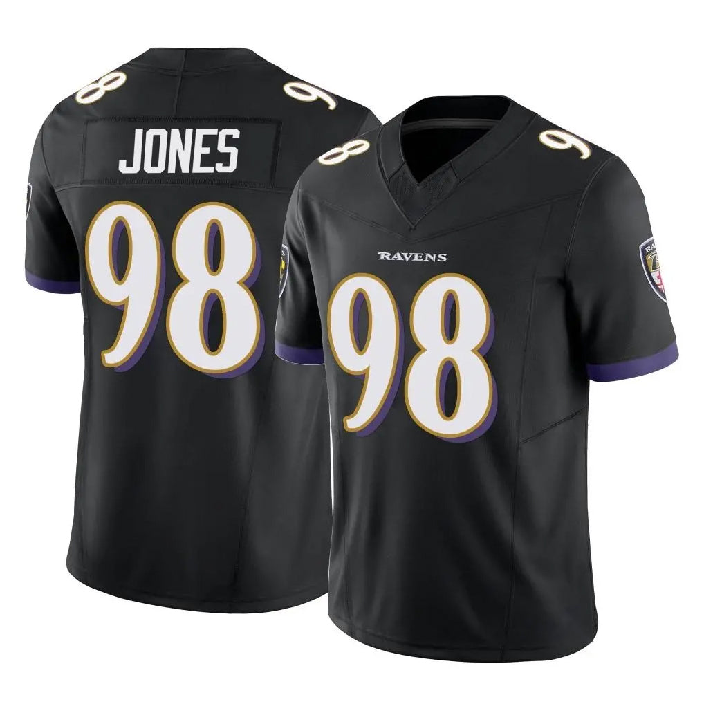 B.Ravens #98 Travis Jones Player Black Vapor F.U.S.E. Limited Ndoa Stitched Jerseys