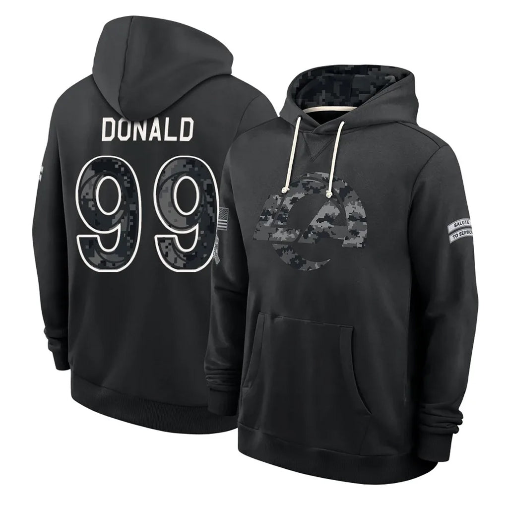 LA.Rams #99 Aaron Donald Player 2026 Black Logo Pullover Hoodies Limited Game Ndoa Stitched Jerseys