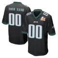 Custom P.Eagles Black Super Bowl LIX Home Game Any Name & Numbers Ndoa Stitched Jerseys
