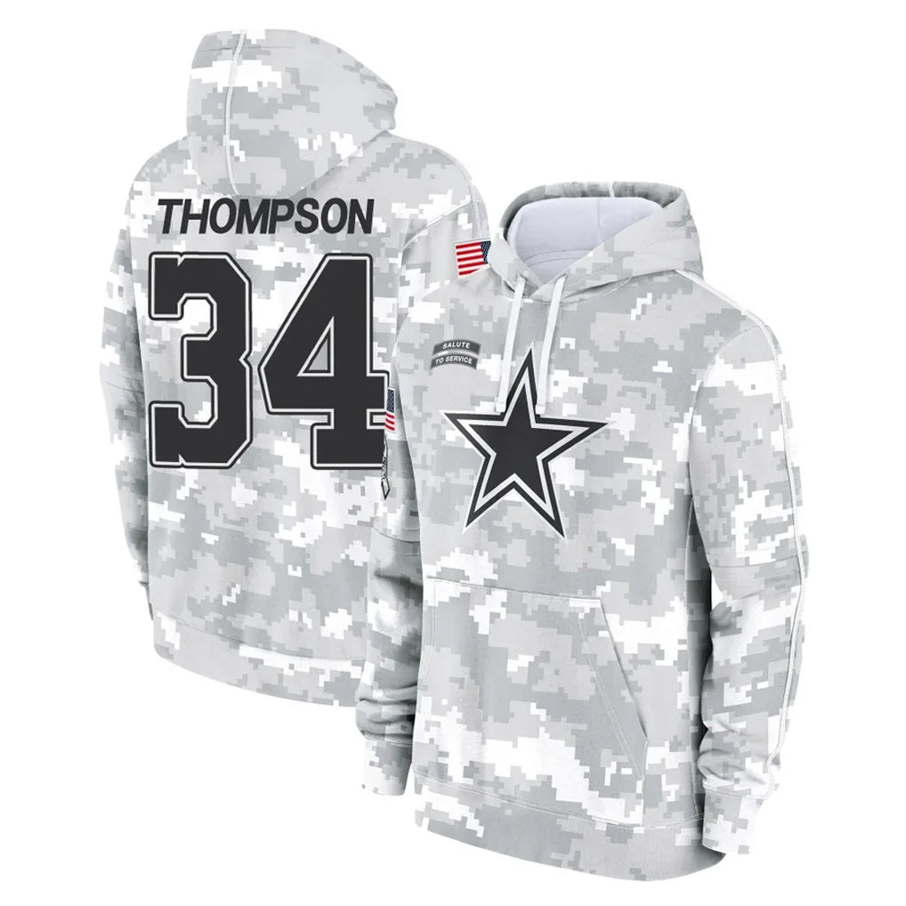 D.Cowboys #34 Jalen Thompson Player Arctic Camo Salute to Service Hoodies Limited Game Ndoa Stitched Jerseys