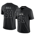 S.Seahawks #58 Derick Hall Player Black Limited Reflective Home Game Ndoa Stitched Jerseys