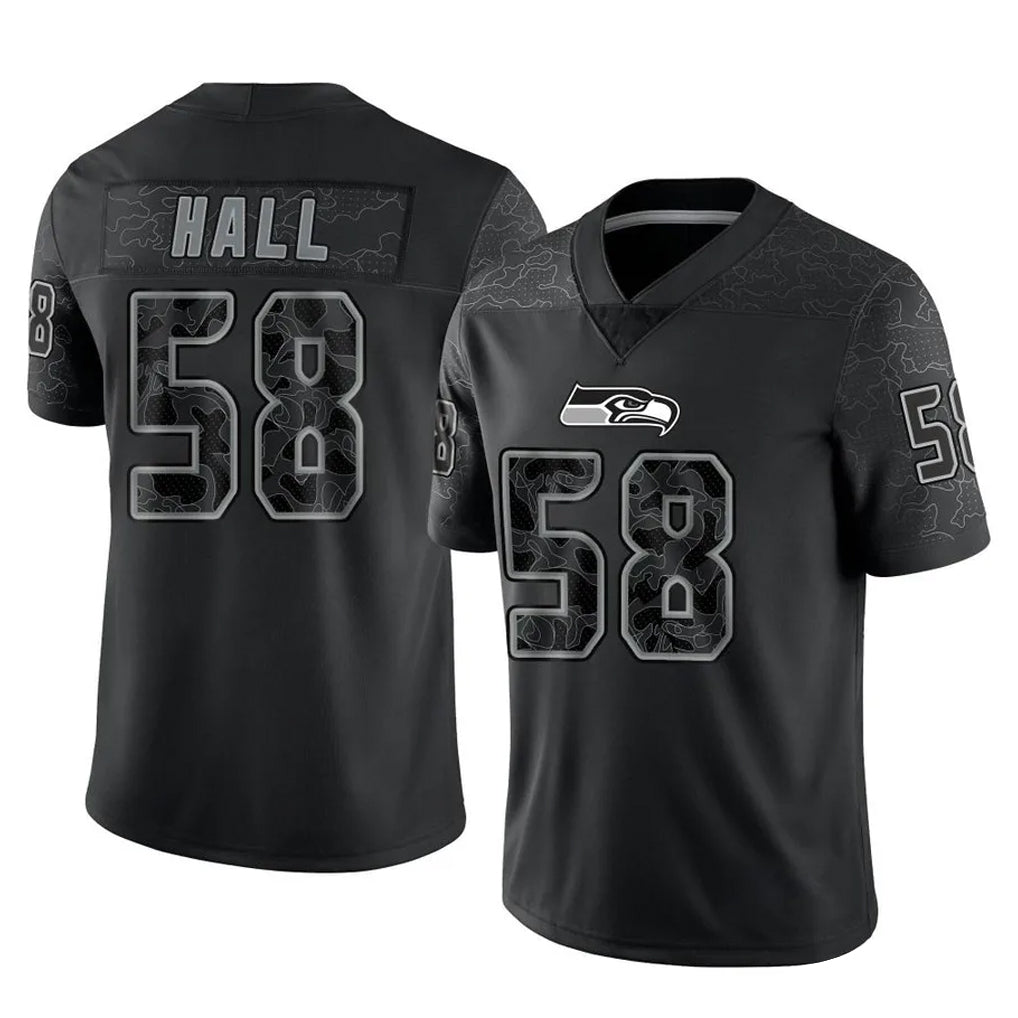 S.Seahawks #58 Derick Hall Player Black Limited Reflective Home Game Ndoa Stitched Jerseys